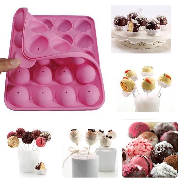 YARBAR Silicone Cake Mold Lollypop Cupcake Baking Mold Cake Pop Stick Mold Tray