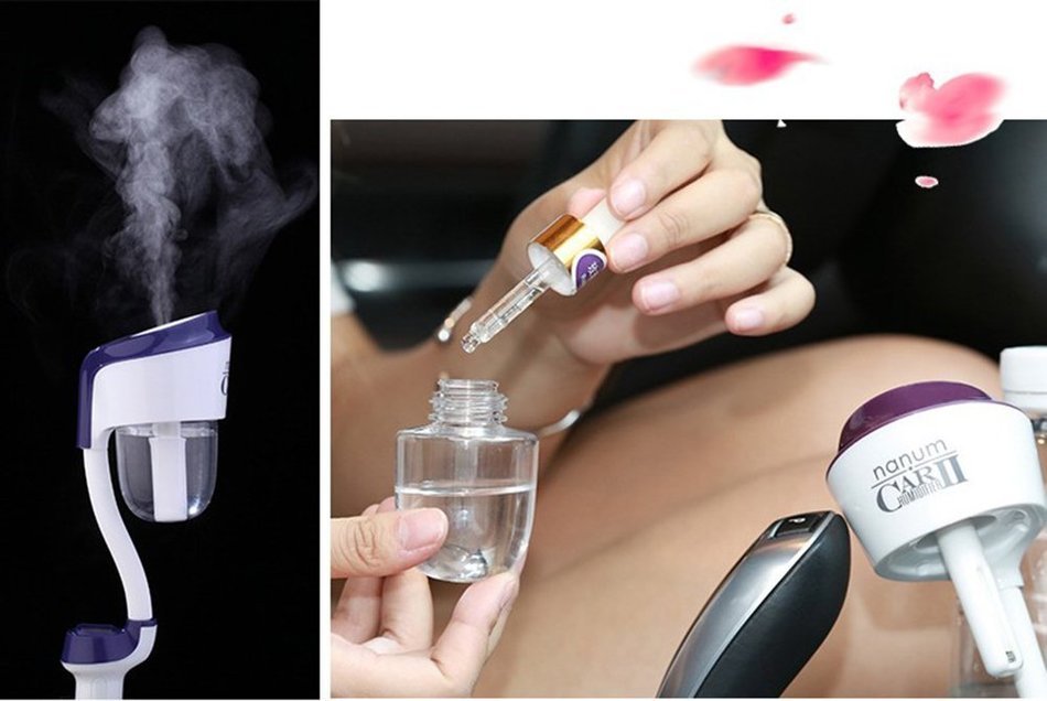 KOBWA Portable Mini Car Humidifier and Aromatherapy Essential Oil Diffuser Ultrasonic Air Purifier Mist Maker... N6