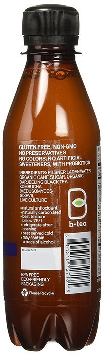 B-tea Kombucha Raw Organic Tea, Only 2g of Sugar, Probiotics & Prebiotic, Kosher, Original, Green Tea, Lemon Balm... N31