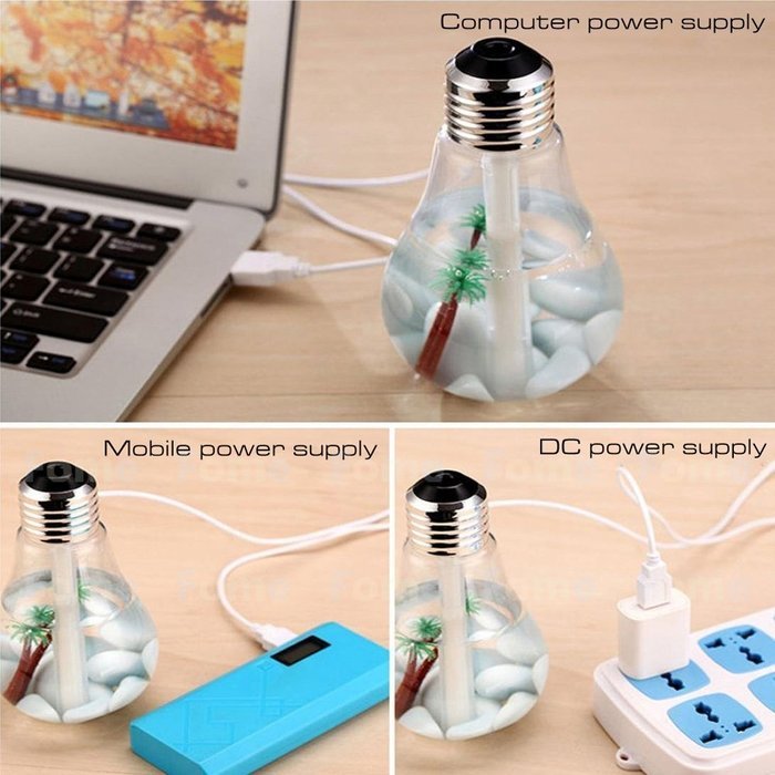 USB humidifier, Jaragar Portable Bulb Design Humidifier 400ml Capacity Lamp Air Humidifier 7 Colorful LED Night... N2