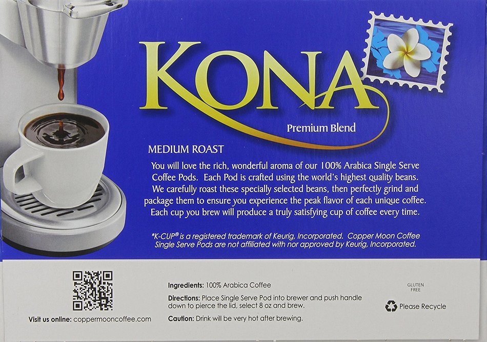 Copper Moon Kona Blend Single Cup Pod, 40 Count for Keurig K-cup Brewers N4