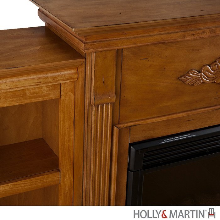 Tennyson Electric Fireplace w/ Bookcases - Glazed Pine N2