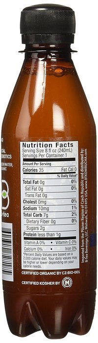 B-tea Kombucha Raw Organic Tea, Only 2g of Sugar, Probiotics & Prebiotic, Kosher, Original, Green Tea, Lemon Balm... N37