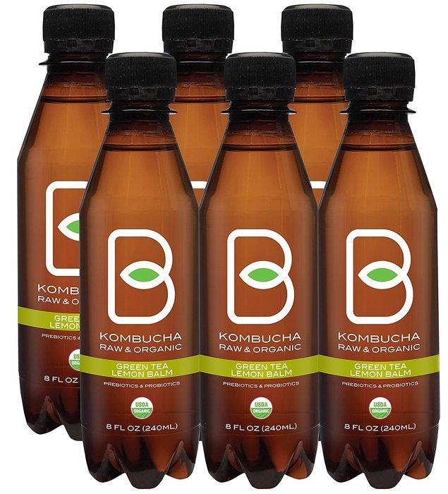 B-tea Kombucha Raw Organic Tea, Only 2g of Sugar, Probiotics & Prebiotic, Kosher, Original, Green Tea, Lemon Balm... N43