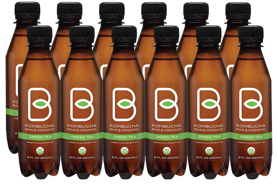 B-tea Kombucha Raw Organic Tea, Only 2g of Sugar, Probiotics & Prebiotic, Kosher, Original, Green Tea, Lemon Balm... N44