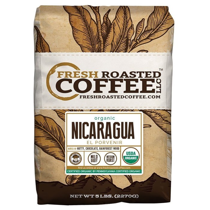 Nicaragua El Porvenir Organic Direct Trade, Whole Bean, Fresh Roasted Coffee LLC. (5 lb.)