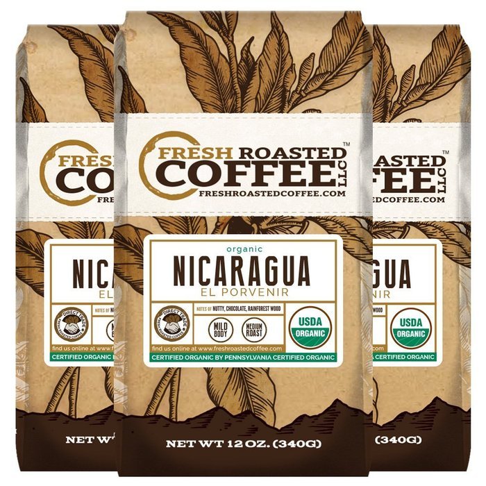 Nicaragua El Porvenir Organic Direct Trade, Whole Bean, Fresh Roasted Coffee LLC. (5 lb.) N3