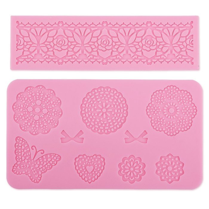 2PCS Lace Silicone Mold Mould Fondant Cake Decoration Baking Bakeware Flower