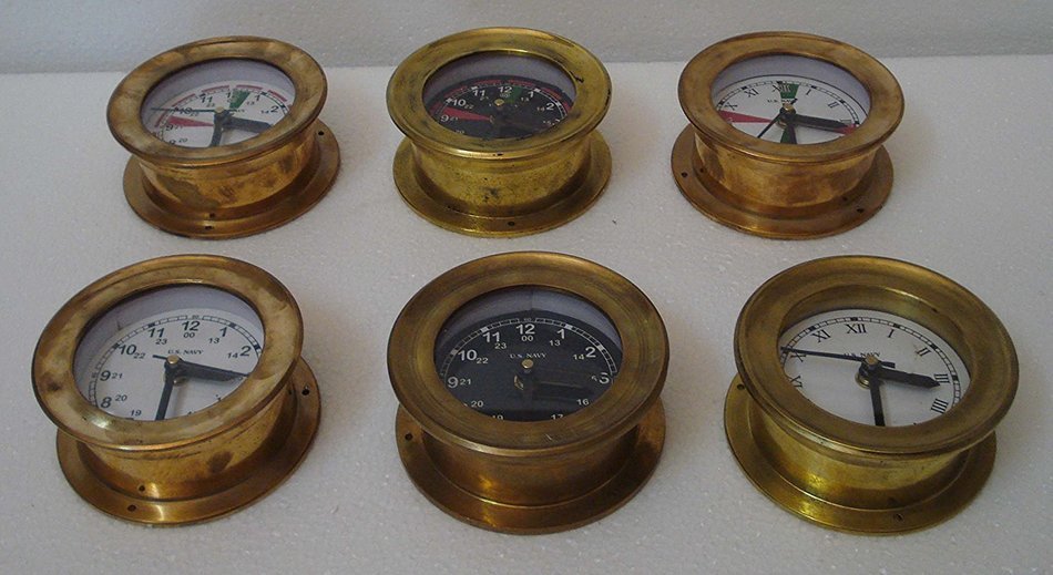 6 pcs U.S. Navy BRASS Marine WALL Clock - Little One- 100% SATISFACTION - Marine / Nautical / Boat / Maritime N5