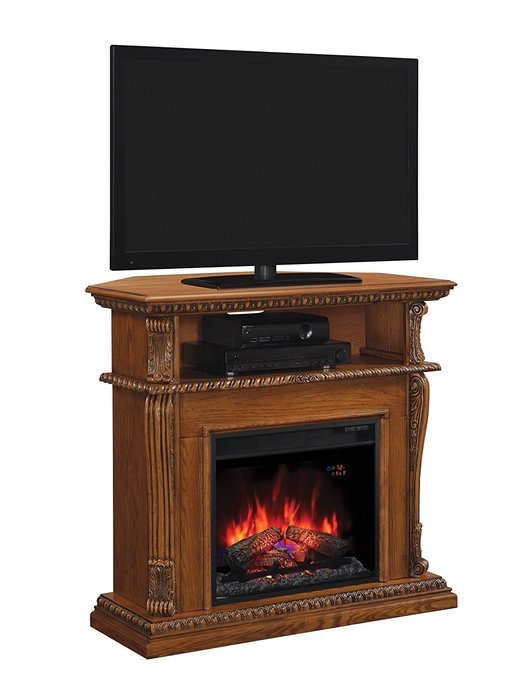 ClassicFlame 23DE1447-O107 Corinth Wall or Corner TV Stand for TVs up to 47", Premium Oak (Electric Fireplace...