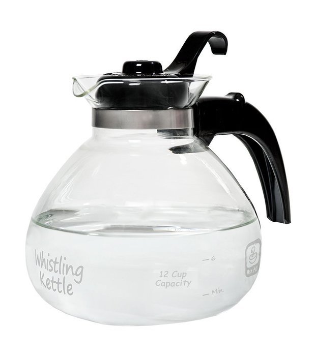 Medelco 12-Cup Glass Stovetop Whistling Kettle