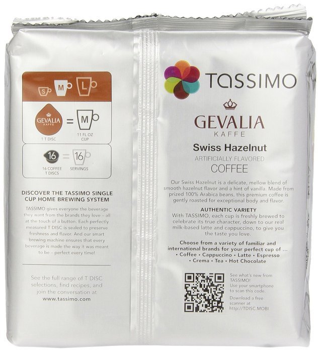 Gevalia Swiss Hazelnut, 16-Count T-Discs for Tassimo Brewers (Pack of 3)