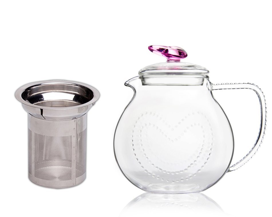 Teapot Set Flowering Tea Glass Teapot Gift Set Harmony 42 Oz / 1242 Ml with Stainless Steel Tea Warmer Alex Tea... N18