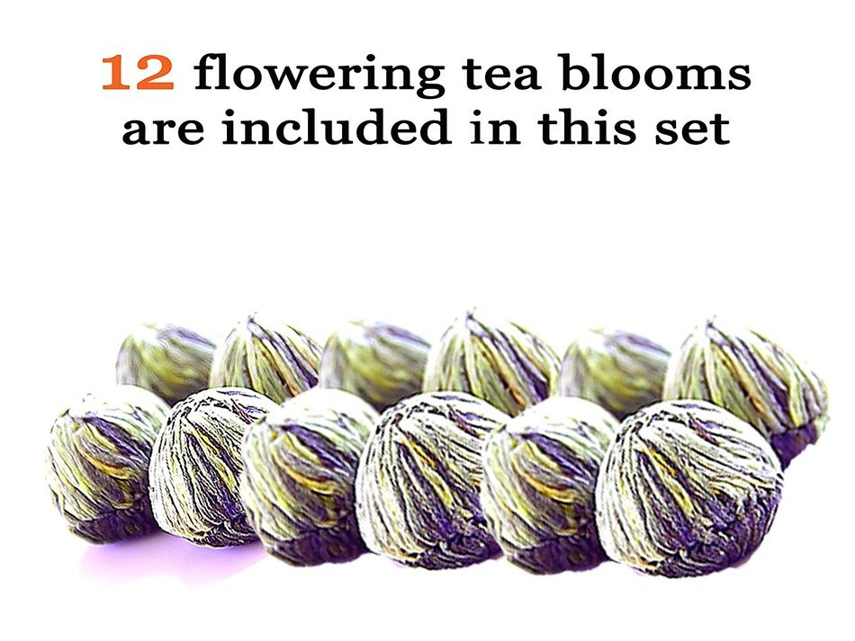 Teapot Set Flowering Tea Glass Teapot Gift Set Harmony 42 Oz / 1242 Ml with Stainless Steel Tea Warmer Alex Tea... N22