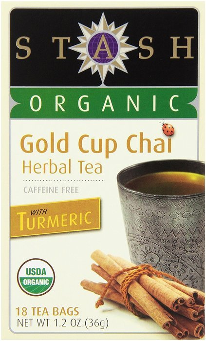 Stash Tea Organic Gold Cup Chai Herbal Tea with Turmeric, 18 Count (Pack of 6) N3