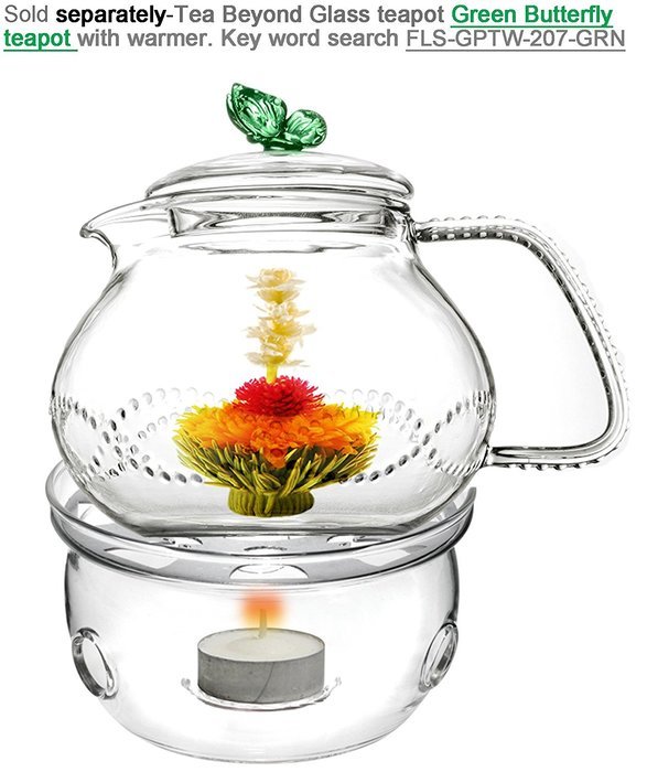 Teapot Set Flowering Tea Glass Teapot Gift Set Harmony 42 Oz / 1242 Ml with Stainless Steel Tea Warmer Alex Tea... N27