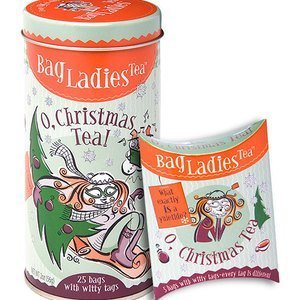 Bag Ladies Tea O Christmas Tea Tin, 25 teabags of English Breakfast tea
