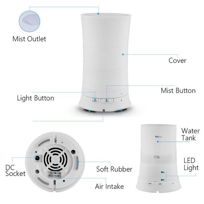 Global-store 100ml Cool Mist Humidifier Ultrasonic Aroma Essential Oil Diffuser with 4 Timer Settings 7 Color... N9