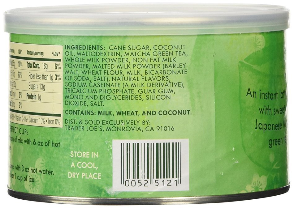 Trader Joe's Matcha Green Tea Latte Mix, 8 ounces N3