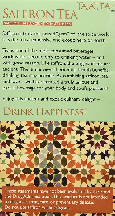 Taja Tea Saffron and Mango Detox Green Tea, 20 Bags