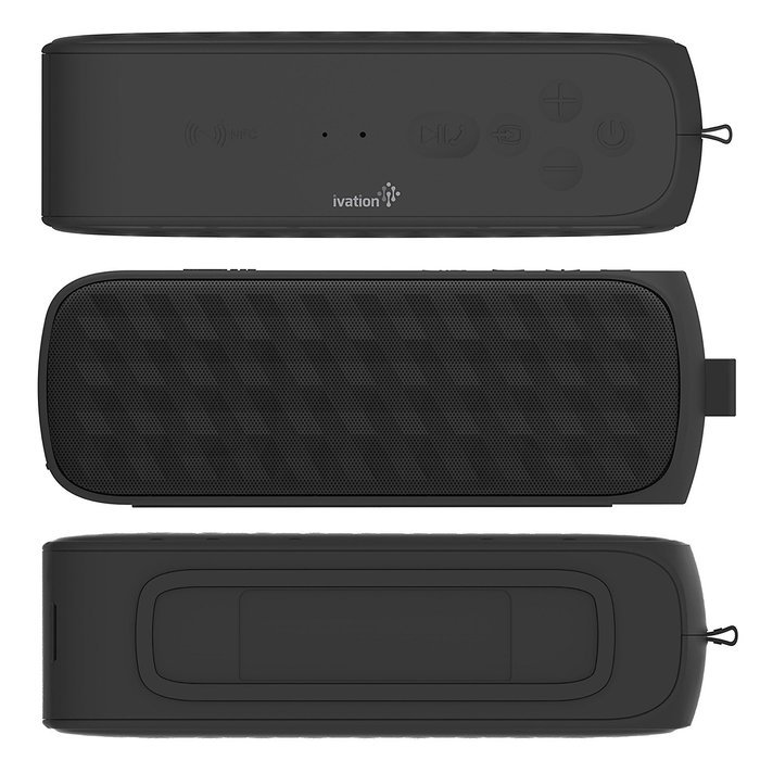 Ivation BOOMERING Splash-Proof NFC Bluetooth Speaker, Micro SD MP3 Player and Power Bank - Rechargeable 4000mAh...