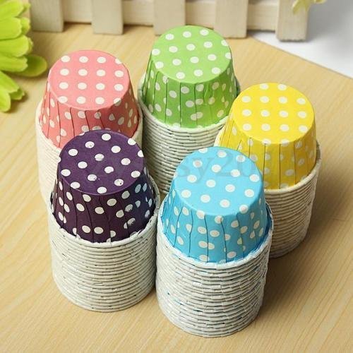 5color/Total 100pcs Baking cup, Cake Baking Paper,Cup Cupcake, Muffin Cases Candy Nut Snack Home Party N3