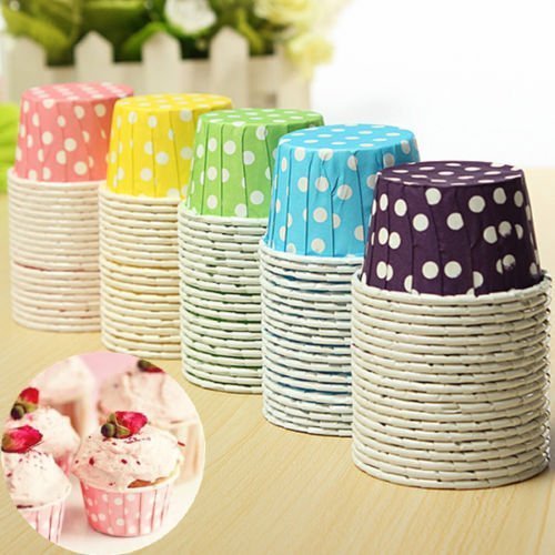 5color/Total 100pcs Baking cup, Cake Baking Paper,Cup Cupcake, Muffin Cases Candy Nut Snack Home Party N4