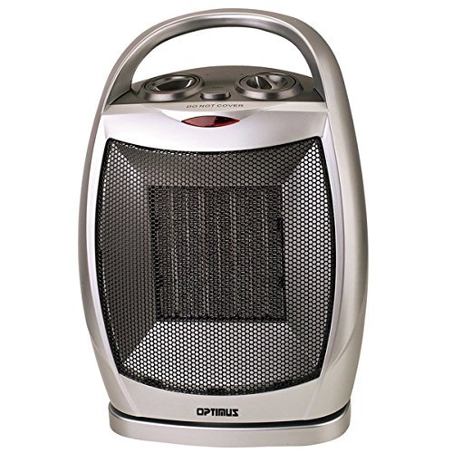 Portable Oscillating Ceramic Heater with Thermostat by Optimus , 94378897M, made of Plastic