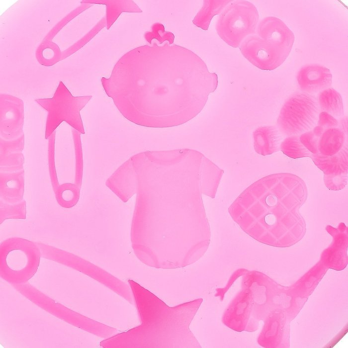4 pcs Silicone Cake Decoration Fondant Bakeware Mould Mold Birthday Party Baby and Cartoon Themed [version:x7.8... N9