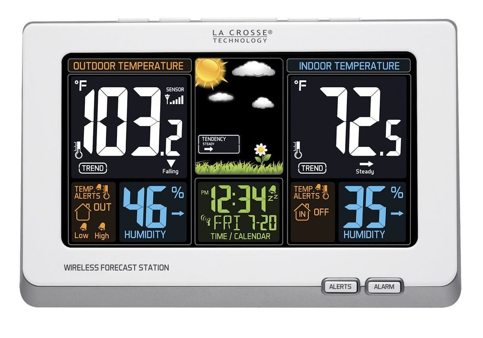 La Crosse Technology 308-1414B Wireless Atomic Digital Color Forecast Station with Alerts, Black N5