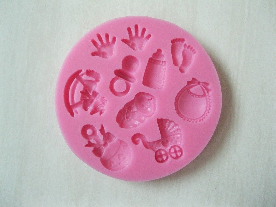 4 pcs Silicone Cake Decoration Fondant Bakeware Mould Mold Birthday Party Baby and Cartoon Themed [version:x7.8... N10
