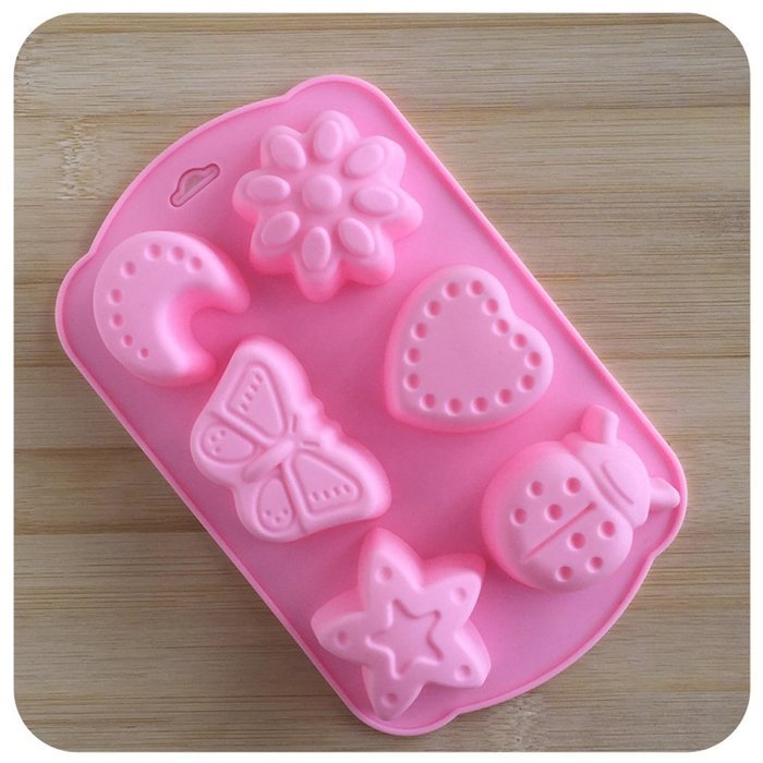Dealglad 6 Cavity Insects Butterfly Moon Star Shaped 3D Silicone Cake Fondant Chocolate Ice Cube Soap Decorating... N2