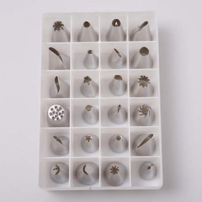 Matoen(TM) 1 Set 24pcs Cake Pastry Cream Piping Nozzles Decorating Stainless Steel N6