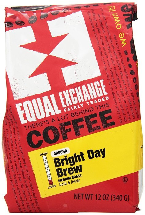 Equal Exchange Bright Day Brew, Ground Coffee, Medium Roast, 12-Ounce Bags (Pack of 3)