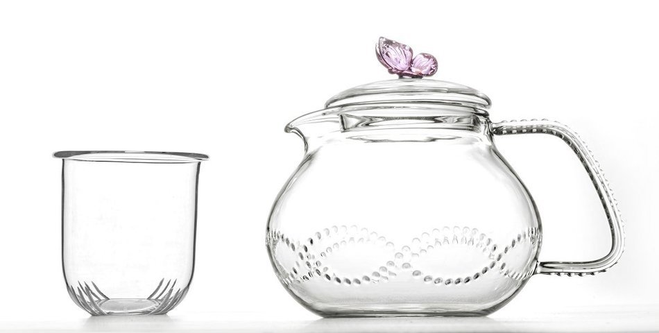 Teapot Set Flowering Tea Glass Teapot Gift Set Harmony 42 Oz / 1242 Ml with Stainless Steel Tea Warmer Alex Tea... N30