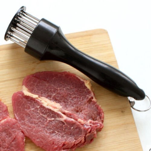 New Professional Meat Tenderizer with Stainless Steel Needle Prongs Kitchen Tool (Black) N7