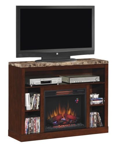 Windsor TV Stand with 23" Infrared Quartz Fireplace, Antique Cherry