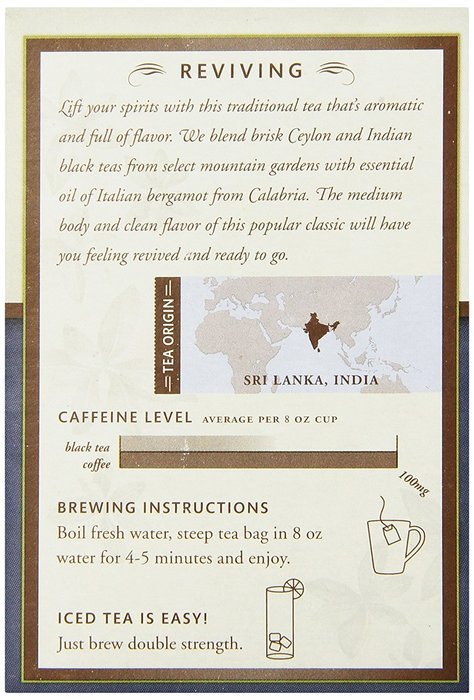 Choice Organic Earl Grey Tea, Black Tea, 16-Count Box 1.1 Oz (Pack of 6)