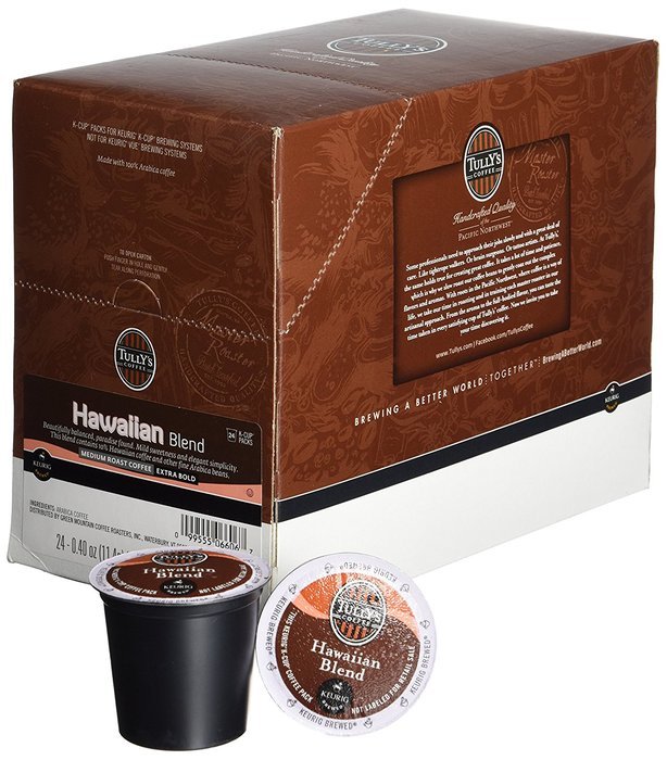 Tully's Hawaiian Blend Extra Bold Coffee Keurig K-Cups, 24 Count N5