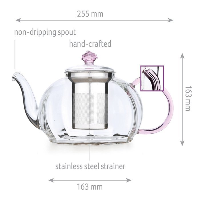 Teapot Set Flowering Tea Glass Teapot Gift Set Harmony 42 Oz / 1242 Ml with Stainless Steel Tea Warmer Alex Tea... N46