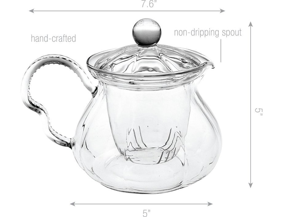 Teapot Set Flowering Tea Glass Teapot Gift Set Harmony 42 Oz / 1242 Ml with Stainless Steel Tea Warmer Alex Tea... N50