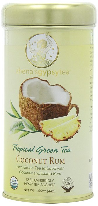 Zhena's Gypsy Tea, Coconut Rum Tropical Green Tea, 1.55 Oz, 22 Count Tea Sachets N3