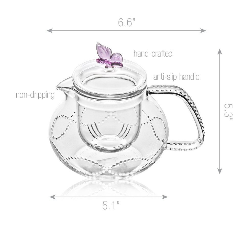Teapot Set Flowering Tea Glass Teapot Gift Set Harmony 42 Oz / 1242 Ml with Stainless Steel Tea Warmer Alex Tea... N53
