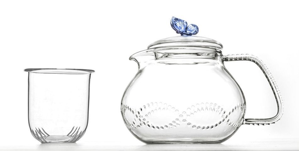 Teapot Set Flowering Tea Glass Teapot Gift Set Harmony 42 Oz / 1242 Ml with Stainless Steel Tea Warmer Alex Tea... N58