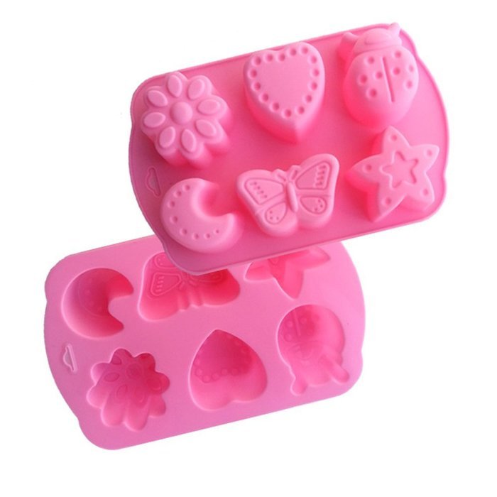 Dealglad 6 Cavity Insects Butterfly Moon Star Shaped 3D Silicone Cake Fondant Chocolate Ice Cube Soap Decorating... N3
