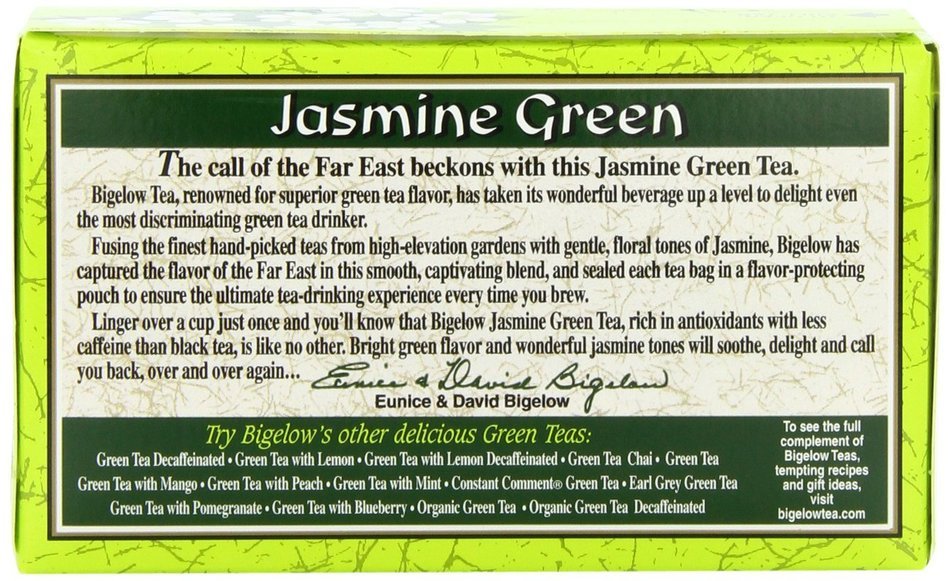 Bigelow Green Tea with Jasmine 20-Count Boxes (Pack of 6)