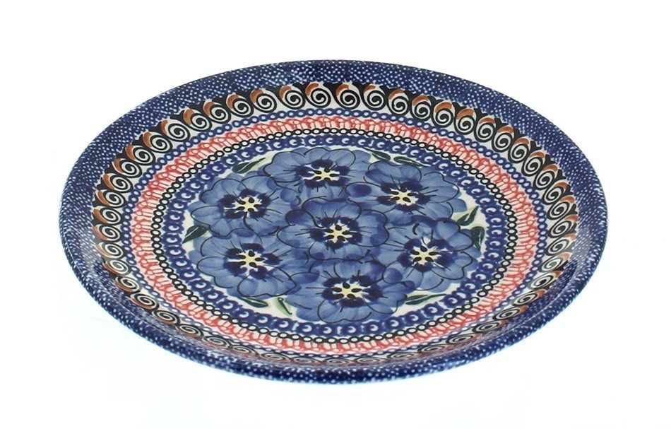 Polish Pottery Blue Art Dessert Plate