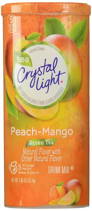 Crystal Light Green Tea Peach Mango Drink Mix (Makes 10-Quarts), 1.85 Ounce Canisters (Pack of 12)