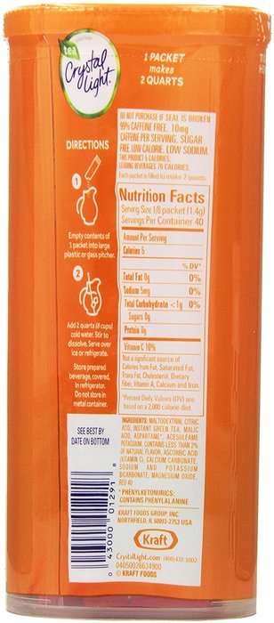 Crystal Light Green Tea Peach Mango Drink Mix (Makes 10-Quarts), 1.85 Ounce Canisters (Pack of 12) N7
