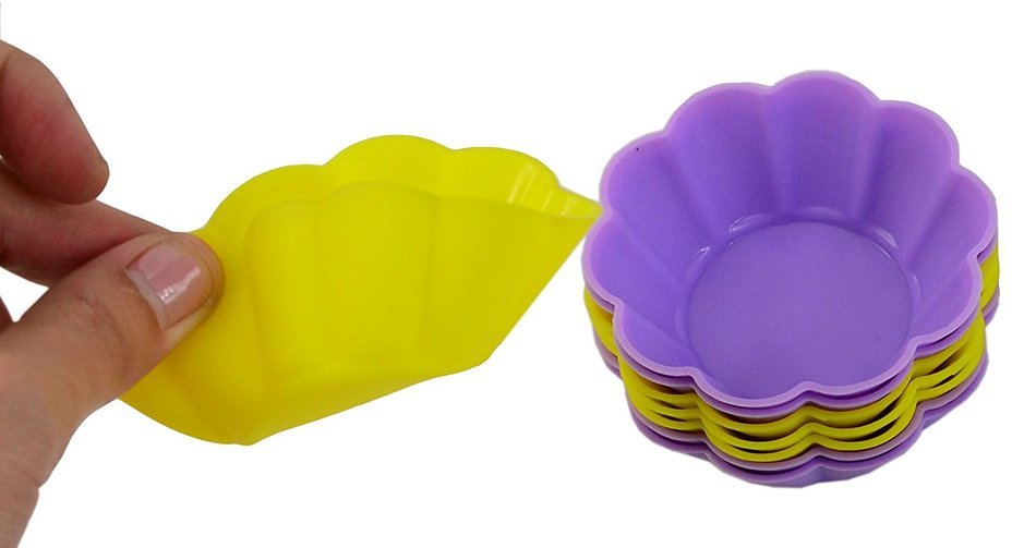 10pcs Silicone Flower Reusable Cupcake Jelly Candy Cookie Baking Mould Muffin Baking Cup N3